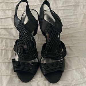 White House Black Market Women's Black Strappy Sandals